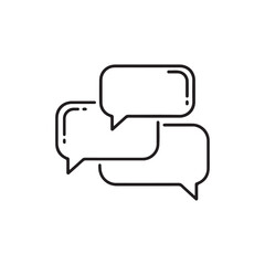 Fototapeta premium Single minimalist outline icon representing multiple stacked chat messages or dialogue. 