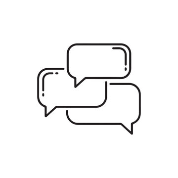 Single minimalist outline icon representing multiple stacked chat messages or dialogue.

