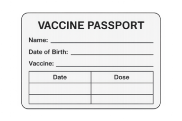 Vaccine passport document for global health travel on transparent background