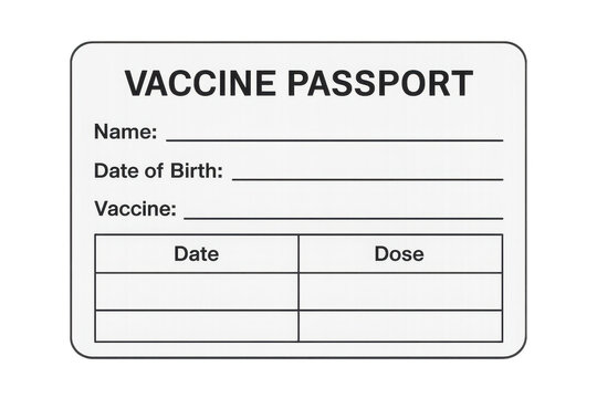 Vaccine passport document for global health travel on transparent background