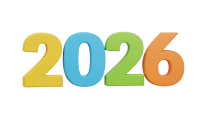 Vibrant 2026 New Year design elements for cheerful celebrations, colorful calendar dates and festive greetings, welcoming the future with optimism and joy