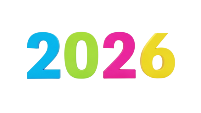 Vibrant 2026 year design for new beginnings, fresh starts, and bright futures, ideal for invitations, calendars, and festive promotions or celebrations