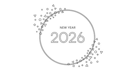 Fototapeta premium Elegant oval frame with new year 2026 text and confetti