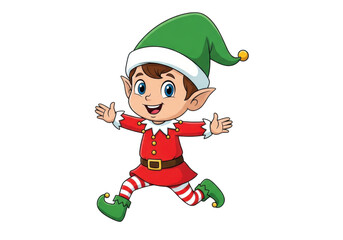 Cartoon elf running with arms outstretched, isolated on transparent background
