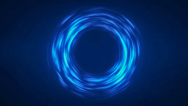 Information technology background cyber ring neon vortex blue circle abstract light energy swirl glowing loop digital wave futuristic motion design pulses calmly