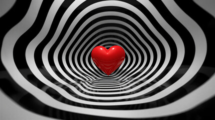 red heart on black white background, Valentine's Day