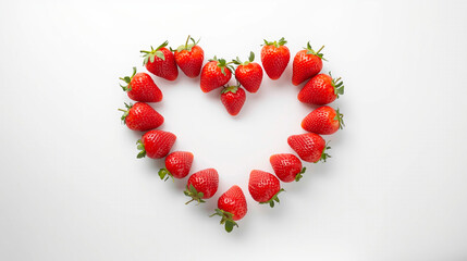 heart made of red strawberries, Valentine's Day, summer berries,  berry heart, heart from strawberries