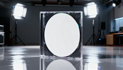 cd jewel case mockup with blank cover insert, glossy studio reflections, music branding packaging photo