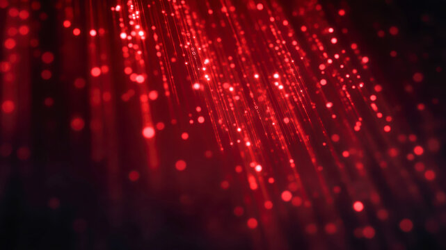Information technology background glowing red light streak abstract bokeh beam cyber data flow elegant energy vibe