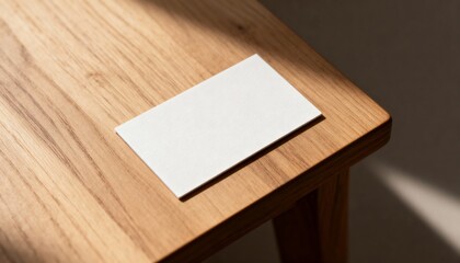business card mockup blank no text, on wooden surface, professional minimalist clean photo and corporate branding template