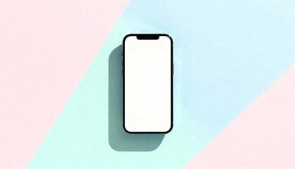 vertical phone mockup on monochrome pastel background, centered screen area blank, soft shadow, social media friendly