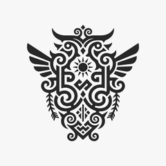 Fototapeta premium Intricate tribal mandala ornament on a white background. Vector Sign for Banner, Logos, Labels, tattoo, and Icons.