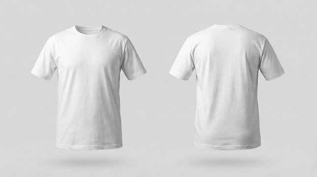 Blank White T-Shirt Mockup Front and Back Views
