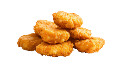 Golden Chicken Nuggets Pile isolated on a transparent background