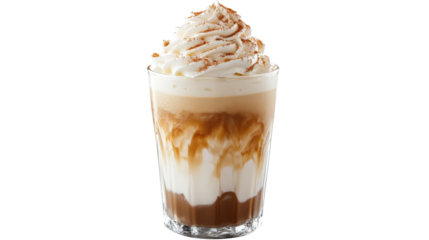 Iced coffee with whipped cream and cinnamon isolated on a transparent background 1