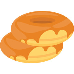 Two Caramel Glazed Donuts Stacked On Top Of Each Other On A Transparent Background Sweet Baked Pastry Food