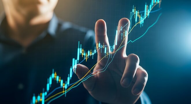 Businessman analyzing stock market chart financial data analysis investment strategy for business gr