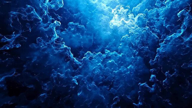Blue smoke patterns in dark background