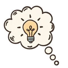 Doodle of Light Bulb in Thought Bubble