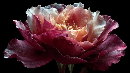 Elegant Pink and Red Flower with Soft Petals on Black Background