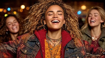 Joyful Celebration of Friendship with Women Smiling and Laughing