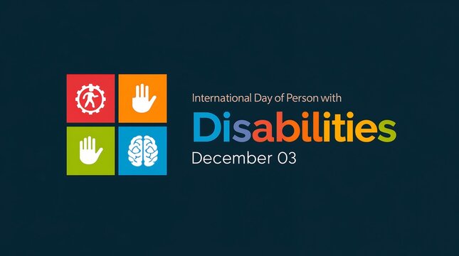 International day of persons with disabilities colorful square icons highlighting diverse abilities