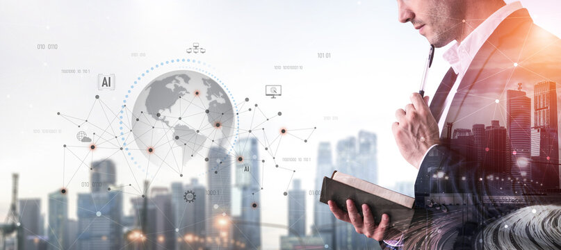 Global AI network showing connection between AI, global, and network elements across the digital world and data infrastructure Vouch