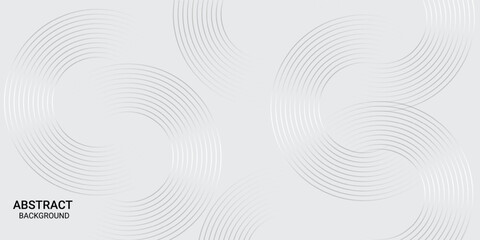 Abstract Geometric Background with Flowing Concentric Circle Lines. Elegant Minimal Wavy Ring Pattern on Light white gray tone