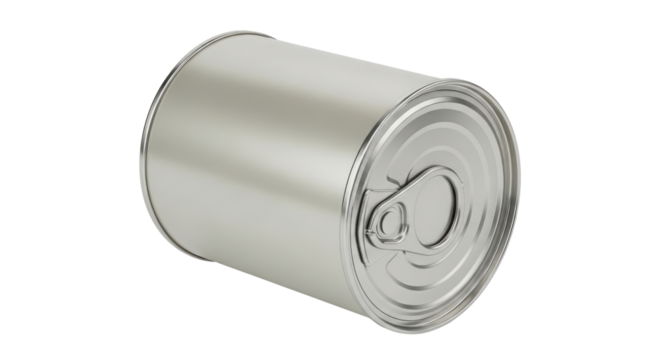 Blank Silver Metallic Tin Food Can Mockup with Easy Open Pull Tab Isolated