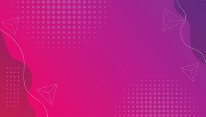 Pink gradient halftone background with wave edges and abstract geometric icons