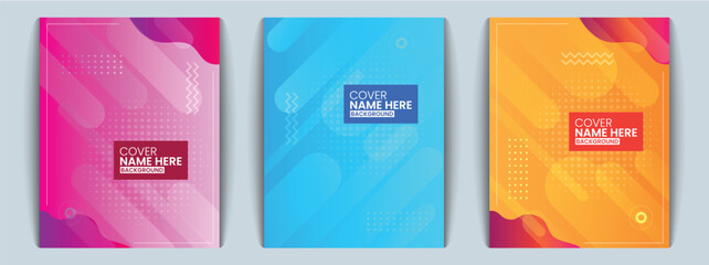 Bold abstract halftone covers with gradient background and geometric elements