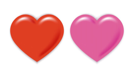 3D Heart Icons Set – Red and Pink Love Symbols for Valentine’s Day and Mother’s Day, Realistic Social Media Like Heart Vector