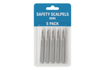 Safety scalpel mini 5 pack in medical packaging