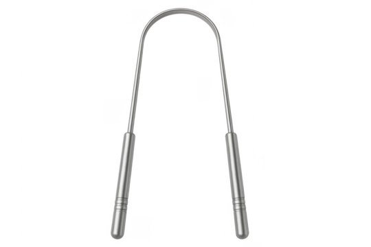 Metal tongue scraper for oral hygiene cleaning the tongue