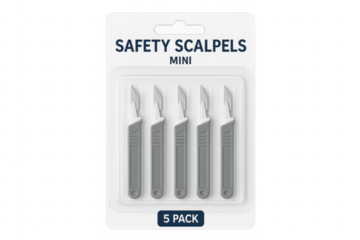 Safety scalpels mini 5 pack on transparent background