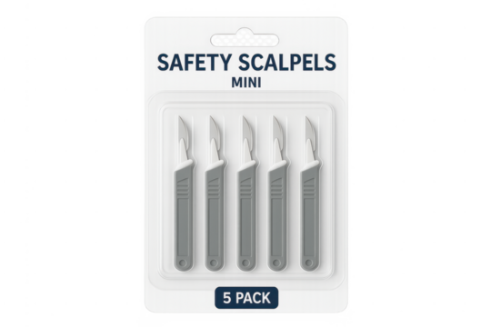 Safety scalpels mini 5 pack on transparent background - Powered by Adobe