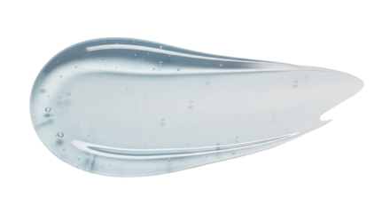 Blue transparent cosmetic gel smear isolated on white. Liquid serum texture swatch for skincare marketing.