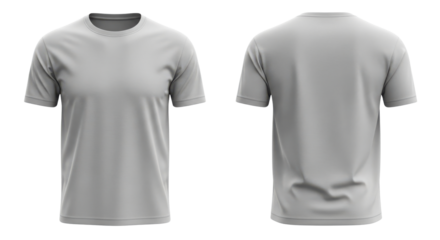 Light Gray Blank T-Shirt Mockup Template, Front and Back View Product Shot, Isolated
