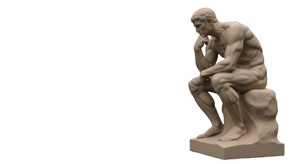 Fototapeta premium Classic The Thinker sculpture isolated on white background with large copy space