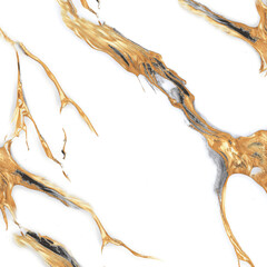 Luxury white marble texture background with gold and gray veins. Abstract golden fluid art pattern. Elegant stone surface for wallpaper or interior design.