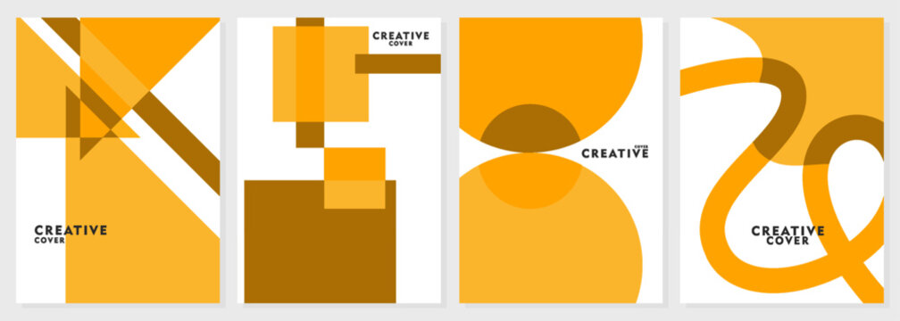 Creative covers, layouts or posters concept in modern minimal style for corporate identity, branding, social media advertising, promo. Modern cover design template with colorful dynamic overlay lines