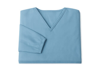 Light blue folded v-neck long-sleeve scrubs top