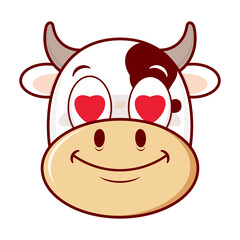 cow love face cartoon cute