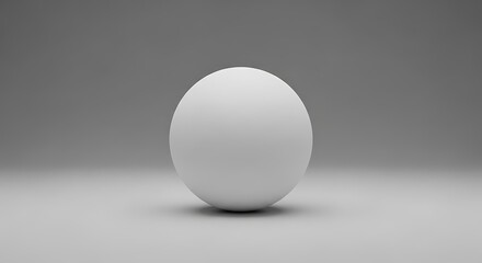 A solitary white egg stands upright on a smooth light gray surface with a subtle gradient background
