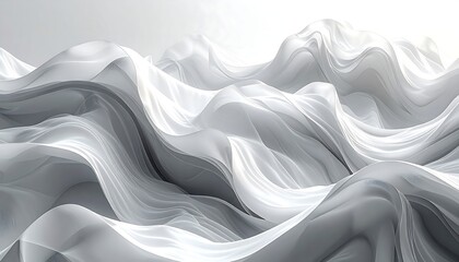 An abstract, monochromatic design showcasing undulating, flowing forms that create a sense of depth and movement. It mimics gentle waves