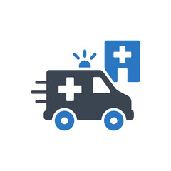 Emergency ambulance hospital transport icon