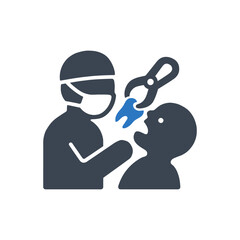 Dentist tooth extraction surgery icon