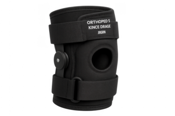 Black orthopedic knee brace protecting injured joint