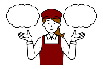 2つの選択肢を提案するカフェの女性店員