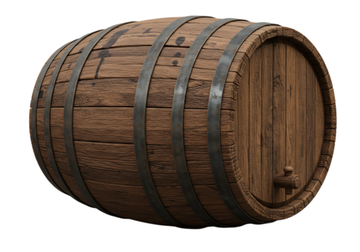Aged wooden barrel for spirits or wine storage